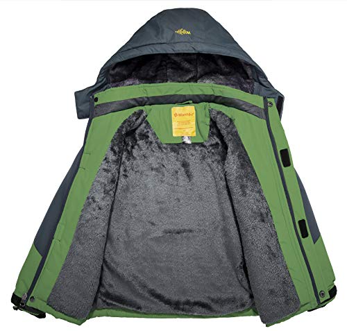 Wantdo Anorak Ski Nieve Deportiva Capucha Invierno Niños Verde Oliva 128-134