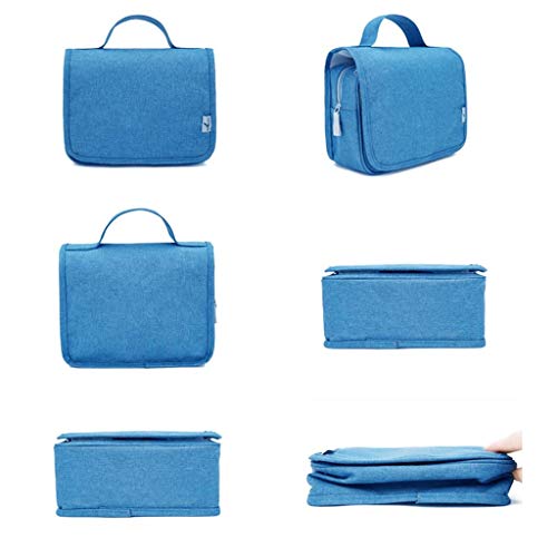 WARMWORD Bolsa de Aseo Colgante Maquillaje portátil Organizador cosmético Bolsa de Lavado de Viaje Plegable Idea para Hombres Mujeres viajeros Conductores de Larga Distancia, Azul