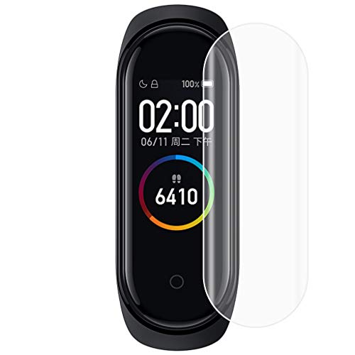 WARMWORD Protector De Pantalla para Xiaomi Mi Band 4, 5 Piezas De Vidrio Templado A Prueba De Explosiones TPU Protector De Pantalla, Proof Drop M4 Hydrogel Película Protectora Templada