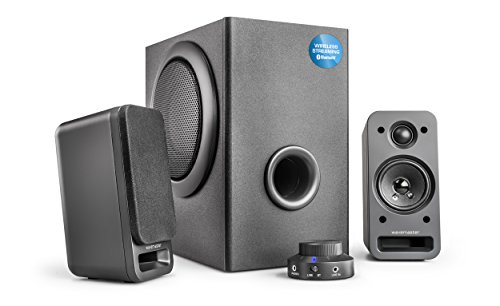 Wavemaster MX3+ BT - 2.1 Sístema de Altavoces Activos (50 Vatios) con Bluetooth para el Uso con TV/Tableta/Smartphone/PC, Color Negro (66506)