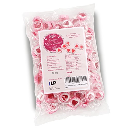 WeddingTree Caramelos Corazón Rosa para Wedding - 500g Caramelos Boda - Dulces en Forma de Corazón Mensaje para decoración de Mesa, para Bautizo, Wedding Favours de Boda, Día de la Madre o Comunión