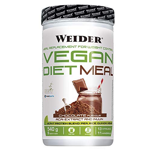 Weider Vegan Diet Meal Choco 540 Gr. Sutituto de comida 100% vegano.Sin gluten. Ideal para dieta