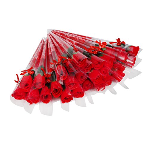 Weiye - 38 pcs de jabón rosa de flores - flora aromática jabón de flor de rosa - jabón de aceite esencial de planta, regalo para aniversario/cumpleaños/boda/día de San Valentín