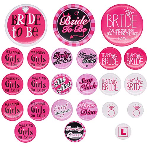 WENTS Hen Party Bride to be Team Bride Insignias Sashes Girls Night Out Despedida de soltera Party Accessories Set, 24pcs