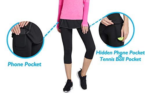 Westkun Falda Pantalón con Polainas Falda de Deportes para Mujer Capris Golf Tennis(Negro,XL)