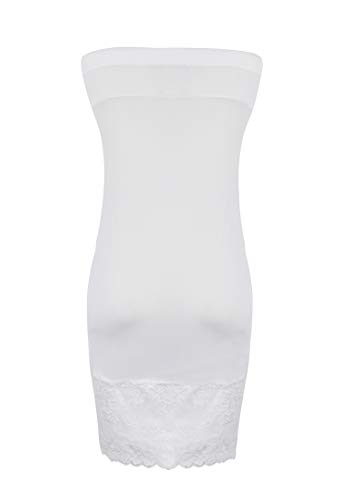 Westkun Largo Enagua Satén de Encaje Gasa Falda Extender Mitad Slip Media combinación Camisón para Mujer - Antiestática -61cm a 81cm Talla XS S M L XL XXL