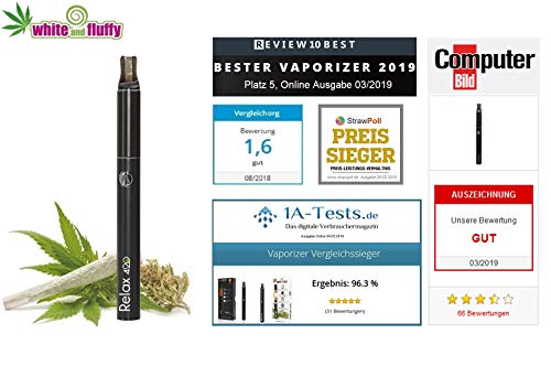 White and Fluffy® vaporizador • Test: 1,6 (bien) • Evaporador Relax 420 Dry Herb seco difusor de fragancia hierbas Evaporador • Super Vape para Weed y hierba