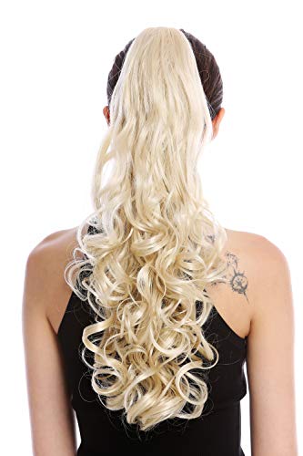 WIG ME UP- DM44-V-88 extensión de pelo coleta larga rizos look mojado pelo teñido color rubio brillante 55 cm