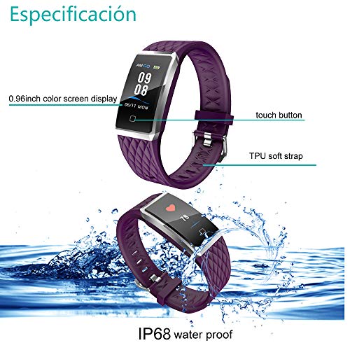 Willful Pulsera Actividad, Impermeable IP68 Pulsera Inteligente con Pulsómetro, Reloj Inteligente para Deporte, Podómetro, Pulsera Deporte para Android y iOS Teléfono móvil para Hombres Mujeres