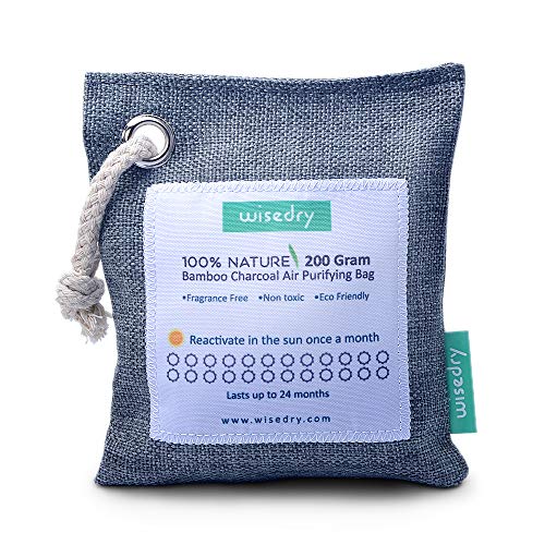 Wisedry Bolsa de Carbón Activo De Bambú, Purificadora de Aire, Ambientador Natural Eficaz y Desodorante para Eliminar los Olores De Armario, Cocina, Zona de Mascotas, etc. (200g)