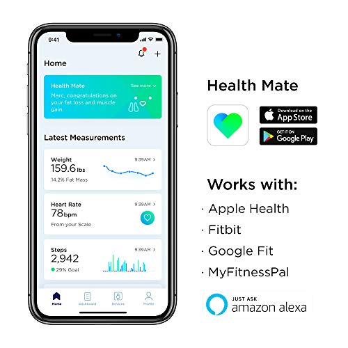 Withings Body Cardio Báscula inteligente con conexión Wi-Fi, composición corporal, frecuencia cardíaca, IMC, masa muscular, grasa y porcentaje de agua corporal, aplicación móvil por Bluetooth o Wi-Fi