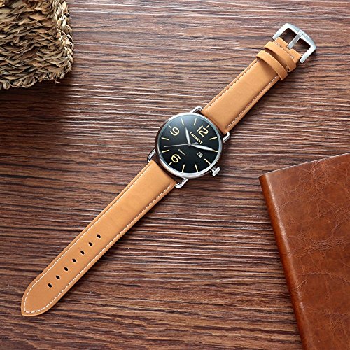 WLG Reloj de hombre de moda, reloj de estudiante, reloj de cuarzo, gabardina Living Living redonda, esfera de aleación de movimiento de cuarzo, reloj de moda, relojes de cuarzo con banda de cuero, oc