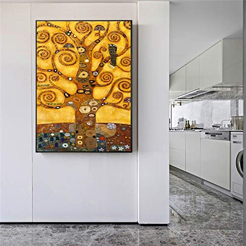 wojinbao Resumen de Lienzo de Arte de paredGustav Klimt Tree of Life Arte de la Pared Impresiones de la Lona Life Tree Famous ng Replica Gustav Klimt Canvas ng For Living Room