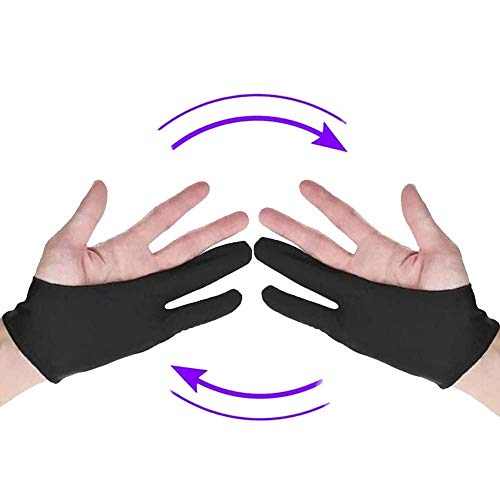 Wolfride Gasea 6pcs de Guantes de Dibujo para Tableta Artistas, Guantes Elásticos con Diseño de Pantalla Táctil, Set de Dos Guantes Anti Fricción para Artista Digital