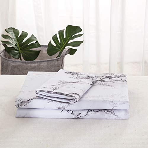 WONGS BEDDING Ropa de Cama de Mármol Blanco Funda Nórdica Grande 3 Piezas Moderno Reversible Gris Impreso Microfibra Edredón Ropa de Cama Conjunto Cierre de Cremallera 220x240 cm