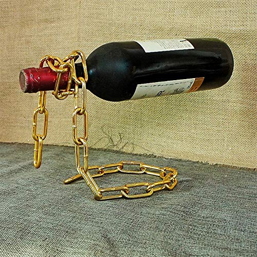 WONOOS Cadena galvanoplastia Crafts, Cuerda mágica Estante del Vino Sala de Estar, Dormitorio, Comedor Habitación Decoración para familias, hoteles, Clubes, Fiestas, Bares y como Regalos,Oro