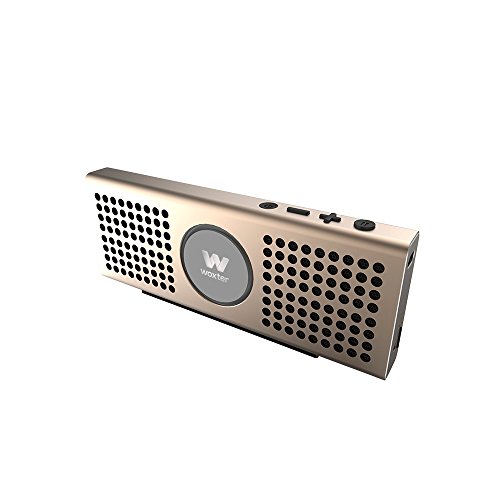 Woxter Big Bass BT-20 Golden- Altavoz portátil Bluetooth Ultracompacto de Aluminio, 10W (Bluetooth 4.0+EDR,función Manos Libres,Lector de Tarjetas, Entrada AUX), Color Dorado