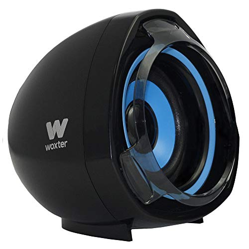 Woxter SO26-055 Big Bass 70 - Altavoces para PC (Mando de Control de Volumen, 15 W de Potencia, Conexiones 3.5 mm, USB, óptimo para PC/Smartphones/Videoconsolas) color Negro/Azul