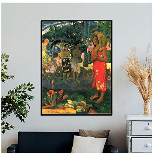 WSTDSM Paul Gauguin Las Mujeres De Tahití Cuadros De Arte De Pared Cuadro Fino para Sala De Estar Decoración del Hogar Lienzo Pintura 24X32 En Sin Marco