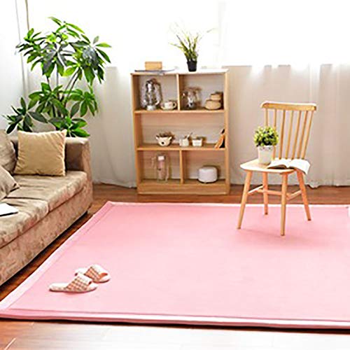 WSZGR Estera De Yoga Almohadillas De Ejercicio Alfombra De Gimnasio,niños Jugar Arrastrándose Estera,Espesar No-resbalón Coral Fleece Bebé Seguro Alfombras Rosado 100x200cm/39x79inch