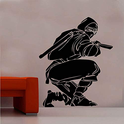 wZUN Ninja Samurai japonés Espada Oriental Pegatina de Pared Vinilo decoración del hogar Sala de Estar Dormitorio calcomanía extraíble 42X51cm