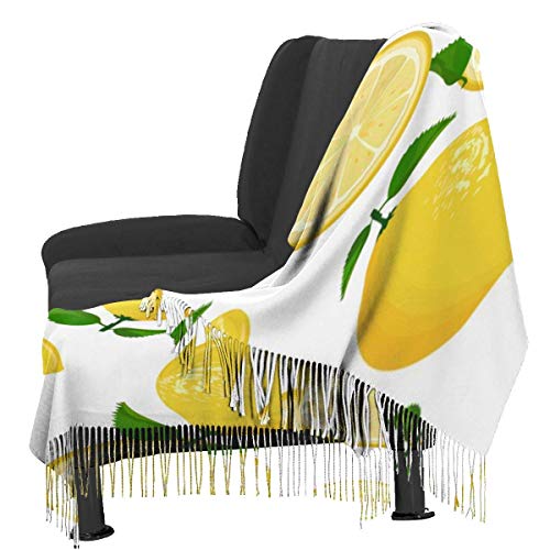 XCNGG Bufanda con flecos de cachemira de imitación chal bufanda larga de moda Juice Lemonade Grapefruit Lime Yellow Lemon Cashmere Scarf 100% Pure Cashmere Shawl Wrap Warm Thermal Tassels Scarves Wind