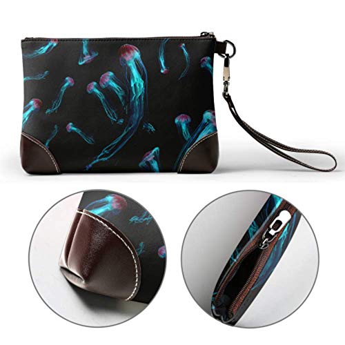 XHYYY Bolso de mano Medusa Ortiga de mar japonesa Chrysaora Cartera de mano de cuero Cartera de mano para mujer Bolsos de noche para mujer Cartera de pulsera para teléfono inteligente