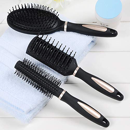 Xinlie Cepillo Para El Pelo Cepillo Cabello Styling Tools/Hairbrushes Cepillo de Pelo Set de Cepillos de Pelo Luxury para el Cabello-Cepillo Plano,Cepillo Redondo Cilíndrico de Secado y Peine(3Piezas)