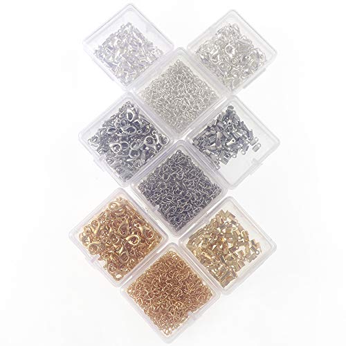 Xinlie Kit de Pulsera de Cinta Extremos de Cierre Presionado Broche de Langosta con Anillas Abiertas y Extensor de Cadena Cierres de Pulsera Broches de Langosta para Pulsera y Collar 280PCS (Dorado)