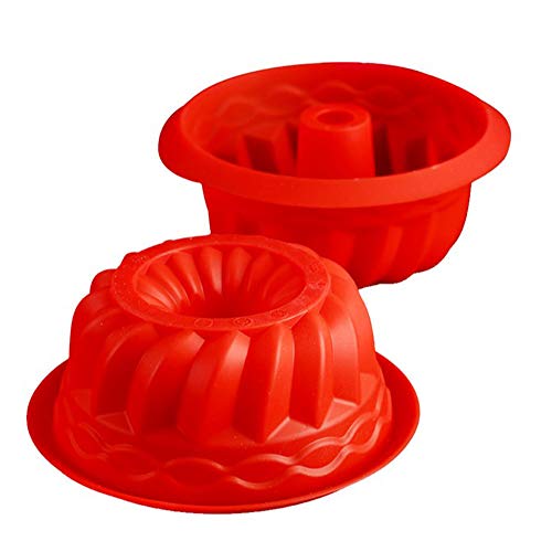 Xinlie Molde Redondo para Savarin de Silicona Molde para Budnt Cake Molde Bizcocho Savarín Molde Savarín Original Molde para Cocina de Silicona para Hornear Tartas, Pan, Hornear Pudding