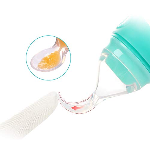 Xrten Biberón con Cuchara dispensadora de Comida de Silicona para bebé, 90ml