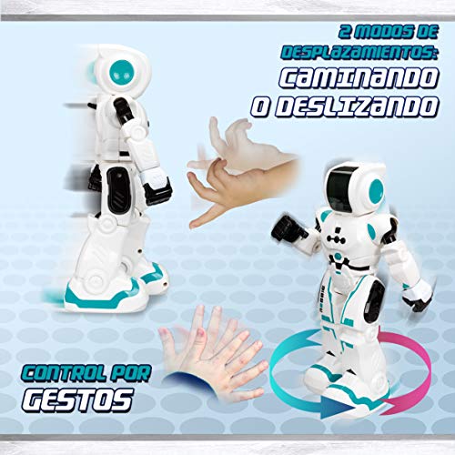 Xtrem Bots Robbie, robótica niños, Robot con Sensor de Movimiento y Control Remoto programable. Juguete Robots Inteligente, Color Blanco/Azul (XT380831)