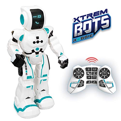 Xtrem Bots Robbie, robótica niños, Robot con Sensor de Movimiento y Control Remoto programable. Juguete Robots Inteligente, Color Blanco/Azul (XT380831)