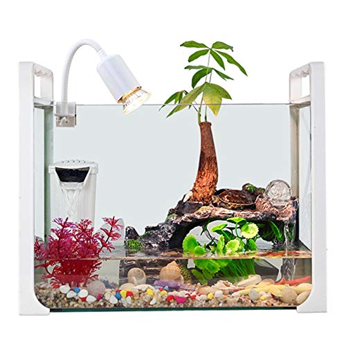 Xu-pet Tortuga Grande dedicado Depósito de Agua, portátil Vaso Agua Alimentación terrario, Familia con terraza Rana pez de Colores Villa (Size : 39.5 * 28.5 * 32.5cm)