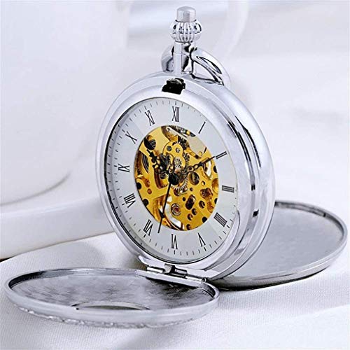 XUHRA Reloj Romano Regalo Doble De Bolsillo Tallado Bolsa De Fotografía Palacio Imperial Reloj De Flores Mecánica,Una