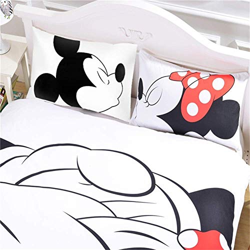 XWXBB Mickey - Juego de cama (3 piezas, funda nórdica de Mickey y funda de almohada), diseño de Minnie Mouse Funda Nórdica y Funda de Almohada Microfibra 3D Cama Dormitorio, King 220x240cm