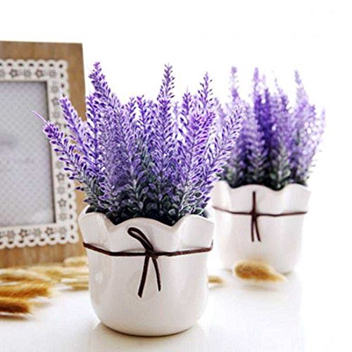 YGSAT 4 Flores Artificiales|Lavanda Artificial |Flores Artificiales de Lavanda|5 Cabezas de Flores Artificiales|Ramo de Flores Artificiales Para Decoración de Casa|Jardín|Fiesta|Boda|Color Morado