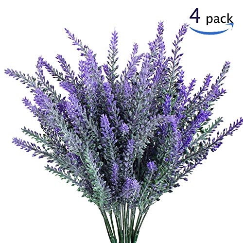 YGSAT 4 Flores Artificiales|Lavanda Artificial |Flores Artificiales de Lavanda|5 Cabezas de Flores Artificiales|Ramo de Flores Artificiales Para Decoración de Casa|Jardín|Fiesta|Boda|Color Morado