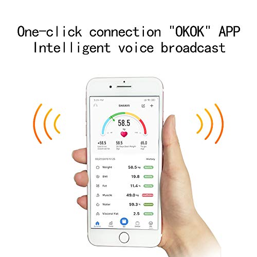 YHML Escala de Peso Digital Smart Bluetooth Wireless Body Fat Scale Escala de Peso Digital, Analizador de composición Corporal Monitoreo de la Salud y tecnología Walk-in Smartphone App, Negro