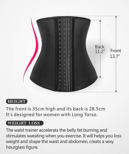 YIANNA Fajas Reductoras Adelgazantes Mujer Largo Torso Waist Trainer Trimmer Faja Reductora Cintura Postparto Colombiana Negro, 110288 Size S