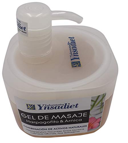 Ynsadiet gel masaje 500 ml árnica, harpagofito, caléndula, aloe, mentol. Dolor muscular, antiinflamatorio, dolores de cuello espalda,cervicales y articulaciones, absorción rápida efecto instantáneo