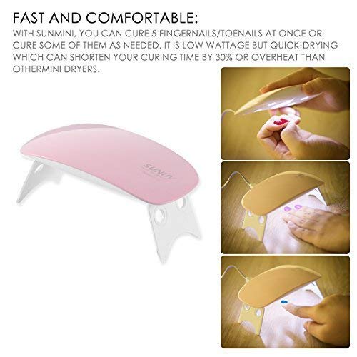 Yolistar Mini LED Lampara Uñas UV, Secador de Uñas Portátil para Unas de Gel 2 Ajustes de Tiempo 60s y 120s, para Uñas de Gel y Toe Nail Curing Manicura y Pedicura Profesional