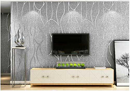 Yosot Dormitorio Minimalista Moderno Salón Tv Fondo Rayas Curva 3D Papel Tapiz No Tejidas Gris Plata