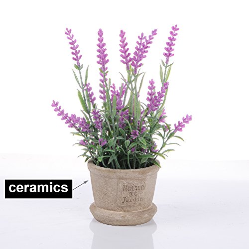 YQing 2 Piezas Lavender Maceta Artificial - Artificiales Plastico Maceta Decorativas Artificiales Plantas Falsas con Macetas Faux macetas de Flores Falsas para la decoración de la Oficina en el hogar