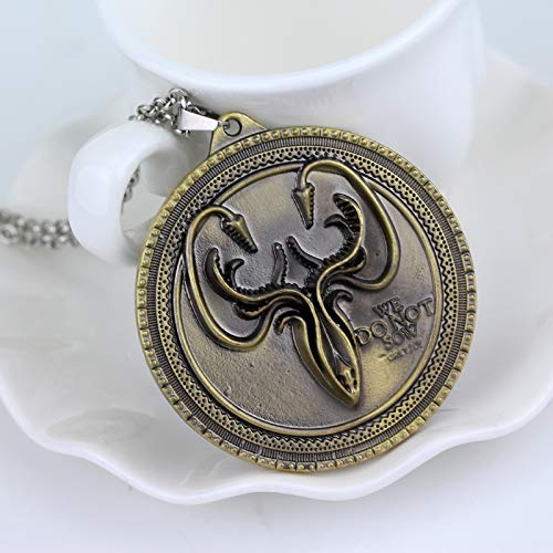 YUNMENG Juego de la casa del Trono Collar Greyjoy Hielo y Fuego Escudo Redondo Colgante Collar película Esmalte joyería Gargantilla Cadena Regalo