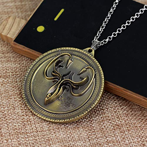 YUNMENG Juego de la casa del Trono Collar Greyjoy Hielo y Fuego Escudo Redondo Colgante Collar película Esmalte joyería Gargantilla Cadena Regalo