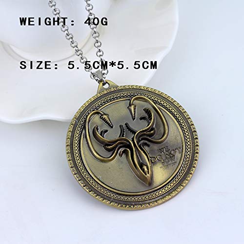 YUNMENG Juego de la casa del Trono Collar Greyjoy Hielo y Fuego Escudo Redondo Colgante Collar película Esmalte joyería Gargantilla Cadena Regalo