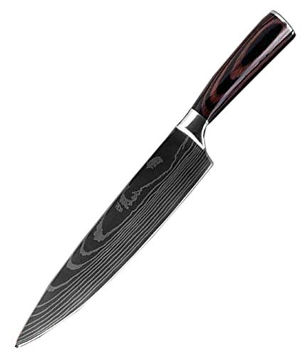 YuShu - Cuchillo de Cocina, Cuchillo Profesional japonés, Cuchillo de Damasco, Hoja de Acero Inoxidable de 20 cm, Hoja Afilada, Mango ergonómico Antideslizante - Gift Box