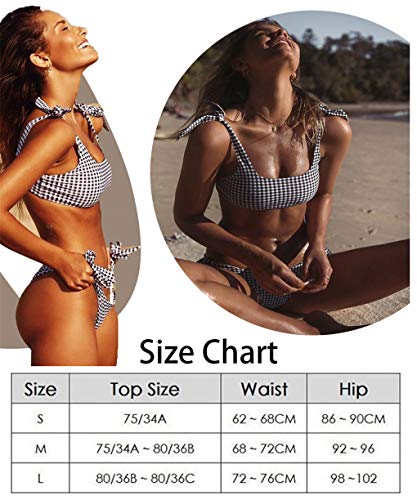 Yutdeng Mujer Conjunto De Bikini Traje De Baño Talle Alto a Tartán Sexy Retro Push up Brasileños Bandeau 2 Piezas Ropa De Baño 2020