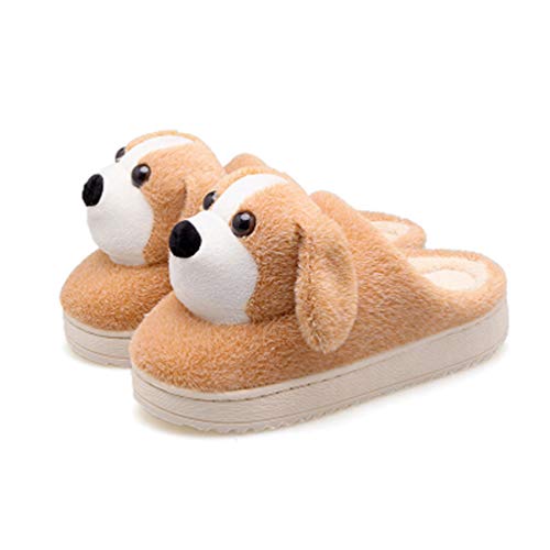 YUYAXPB Zapatillas Peluche De Animales - Lindo Perrito Pantuflas - Regalo Zapatos por Casa - Adultos Y Niños - Hombre Y Mujer, Yellow, 235